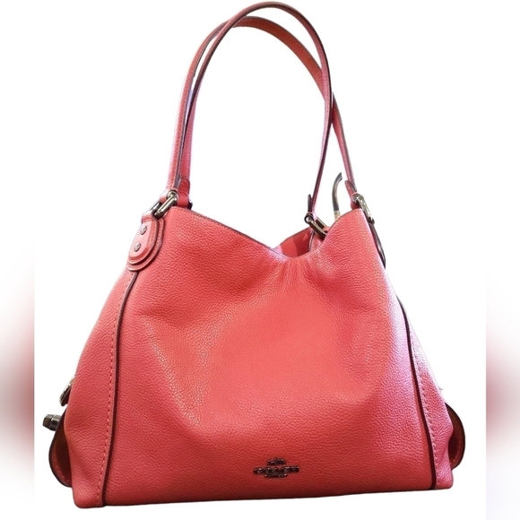 Coach Edie 31 Shoulder Bag Washed Red Leather Edie Turnlock Purse - Picture 3 of 12